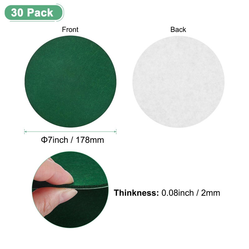 M METERXITY 30-Pack Lamp Base Felt, 7 Inch Dia. 2mm Thick Self Adhesive Round Fabric Felt Pads for Lamp/Furniture/DIY, Non-Slip Fiber Backed Patch Circles with Adhesive Backing [Green] - Image 3